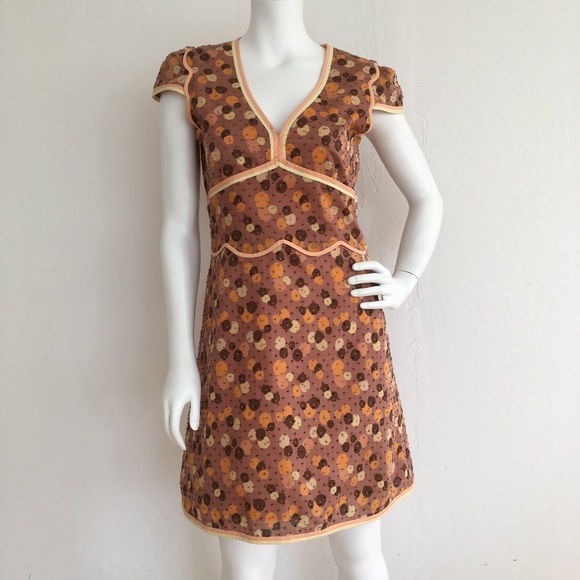 Marc Jacobs Dresses & Skirts - Marc Jacobs Embroidered Flare Dress Brown
